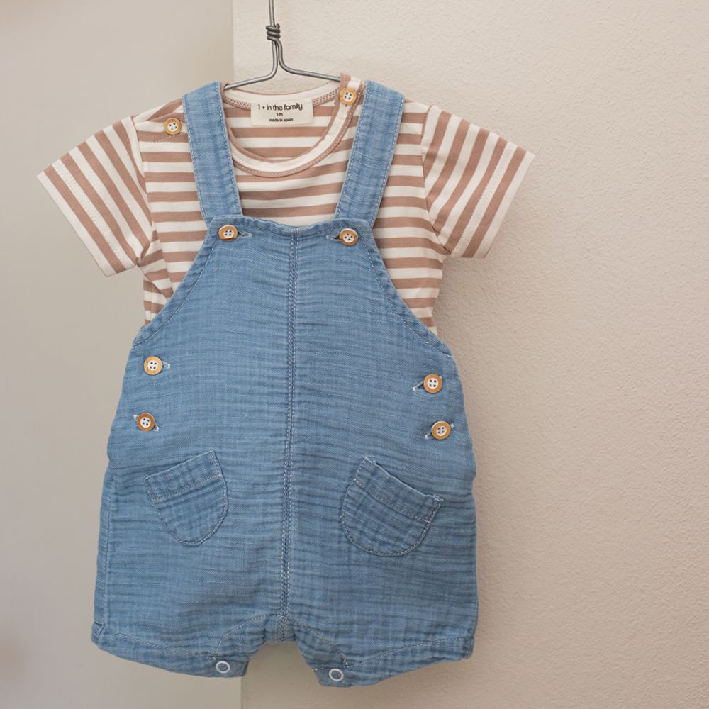 1 + in the Family Newborn SKIROS Muslim Denim Overall