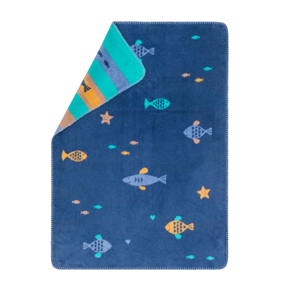 Fussenegger Blue Mila Baby Blanket School Of Fish 100x75cm