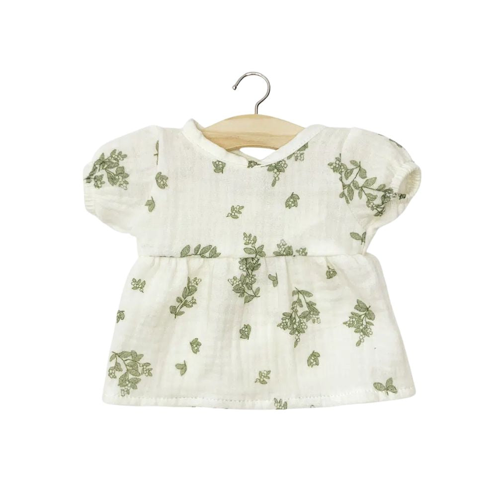Minikane Babies Collections 28cm- Faustine dress with Balloon Sleeves in Gui Cotton Gauze