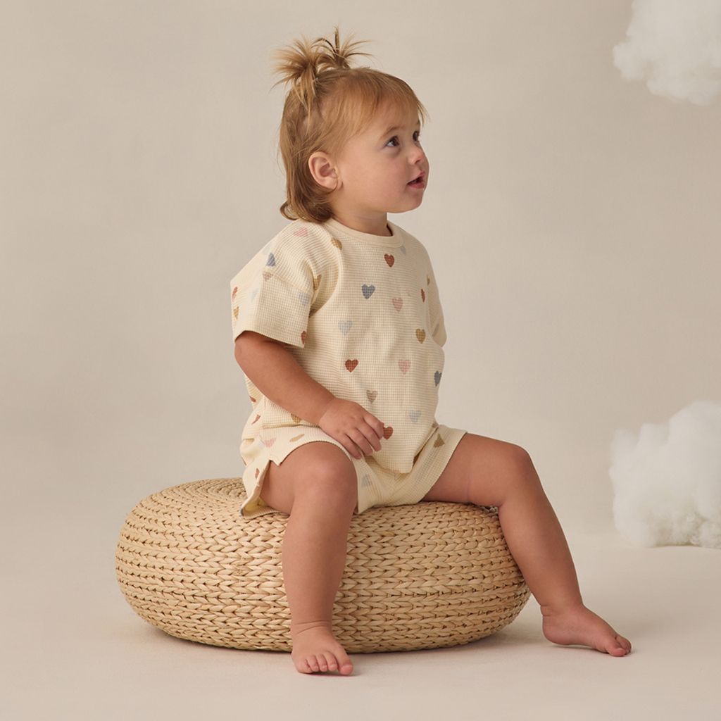 Quincy Mae Waffle Tee + Short Set Confetti