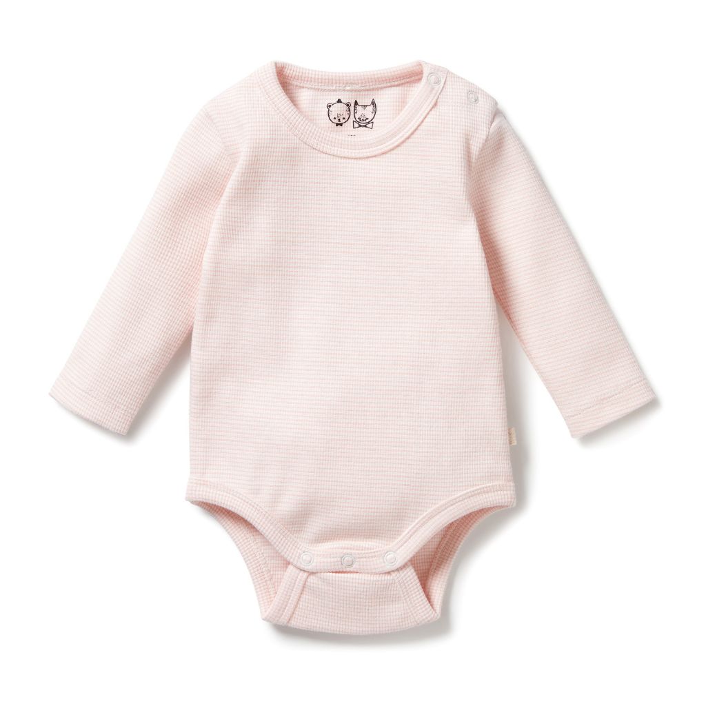 Wilson & Frenchy Organic Stripe Rib Long Sleeved Bodysuit Cantaloupe