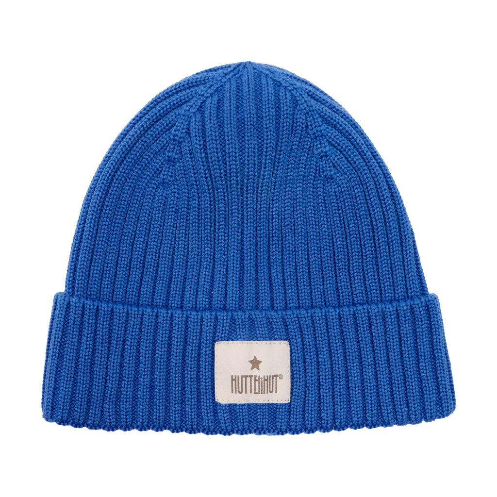 Huttelihut Hat Wool Knit Color Solid Dazzling Blue