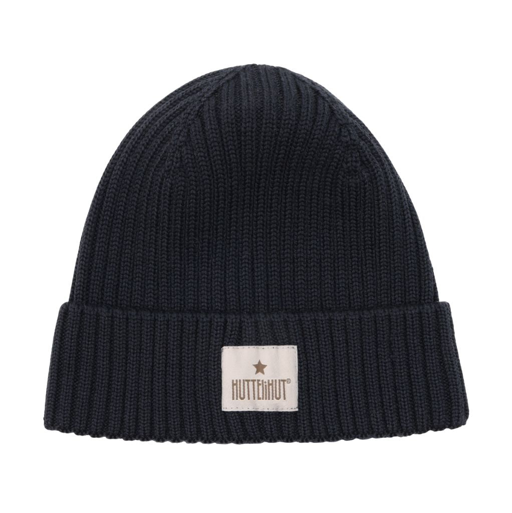 Huttelihut Hat Wool Knit Color Solid Dark Navy
