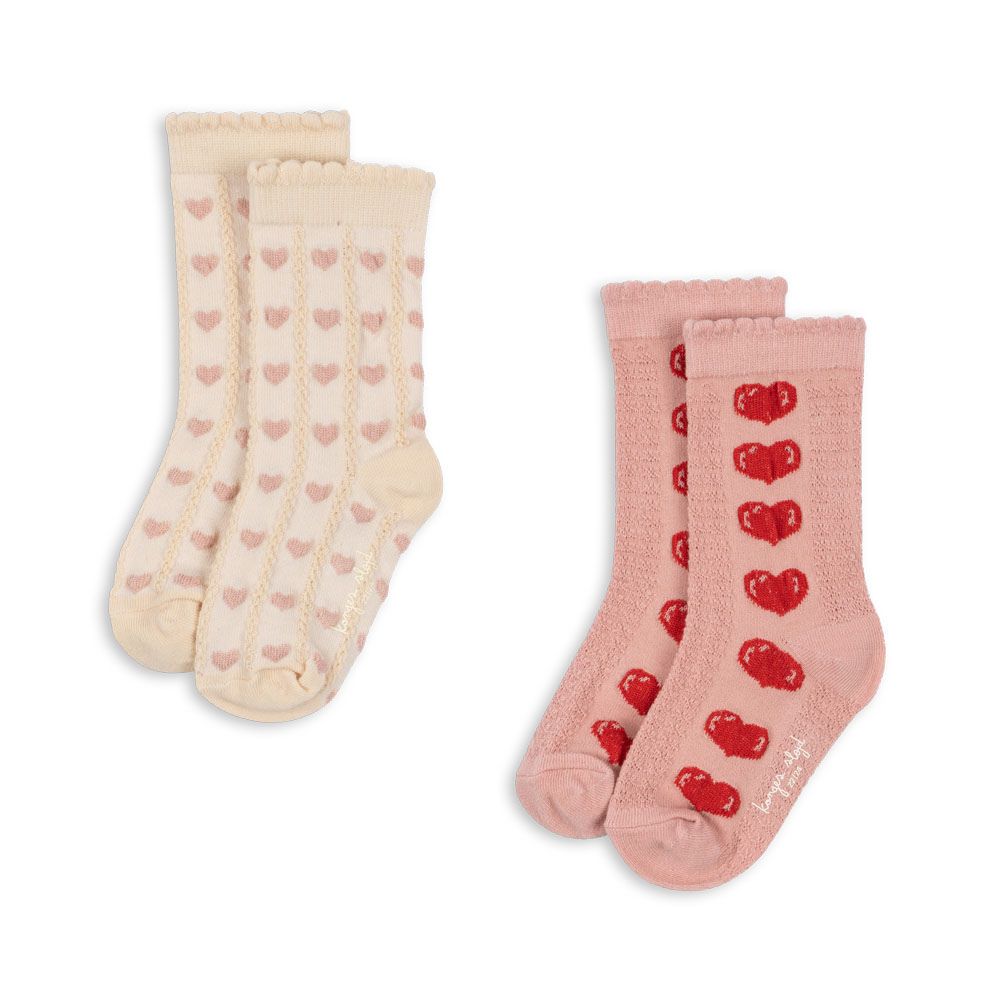 Konges Sløjd 2 Pack Heart Jaquard Socks Heart Mix