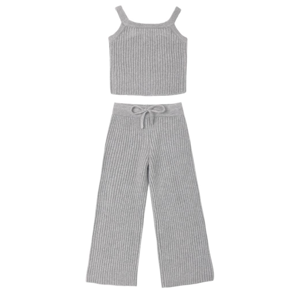 Rylee + Cru Fuzzy Knit Lounge Set Dusty Blue