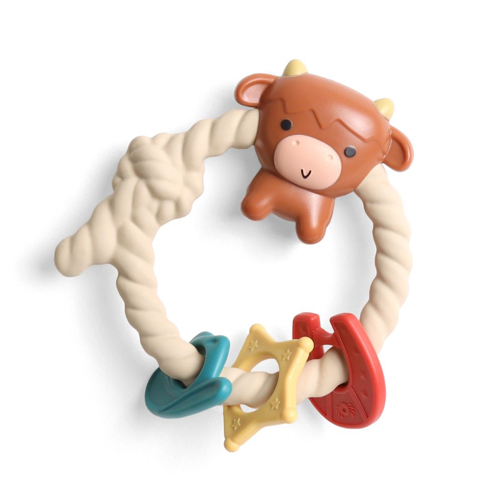 Ritzy Rattle Silicone Teether Rattle - Highland Cow