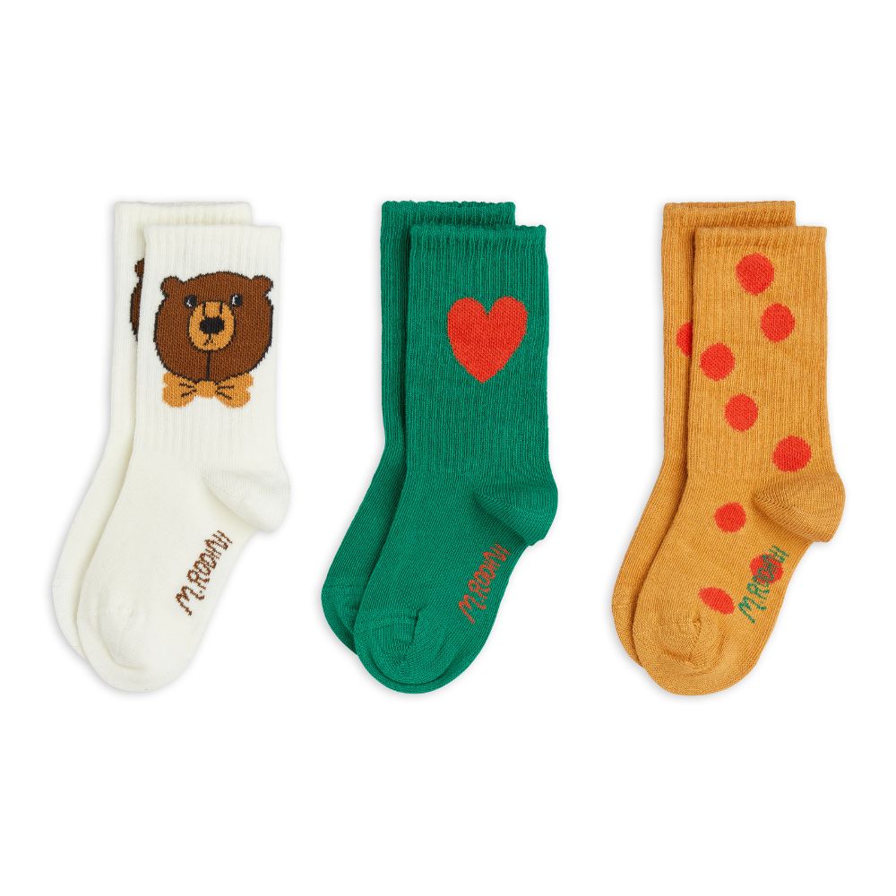 Mini Rodini Bear 3Pk Socks