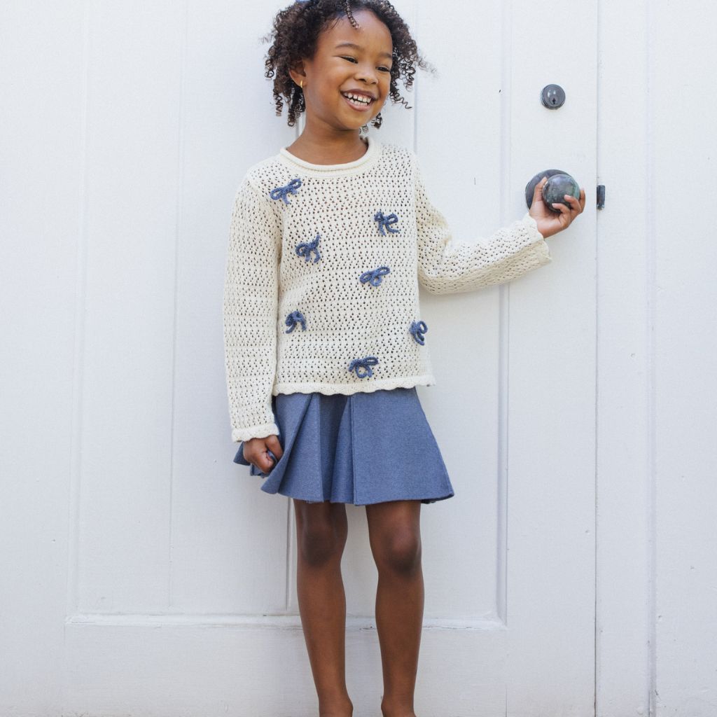 Rylee + Cru Crochet Knit Pullover Bows