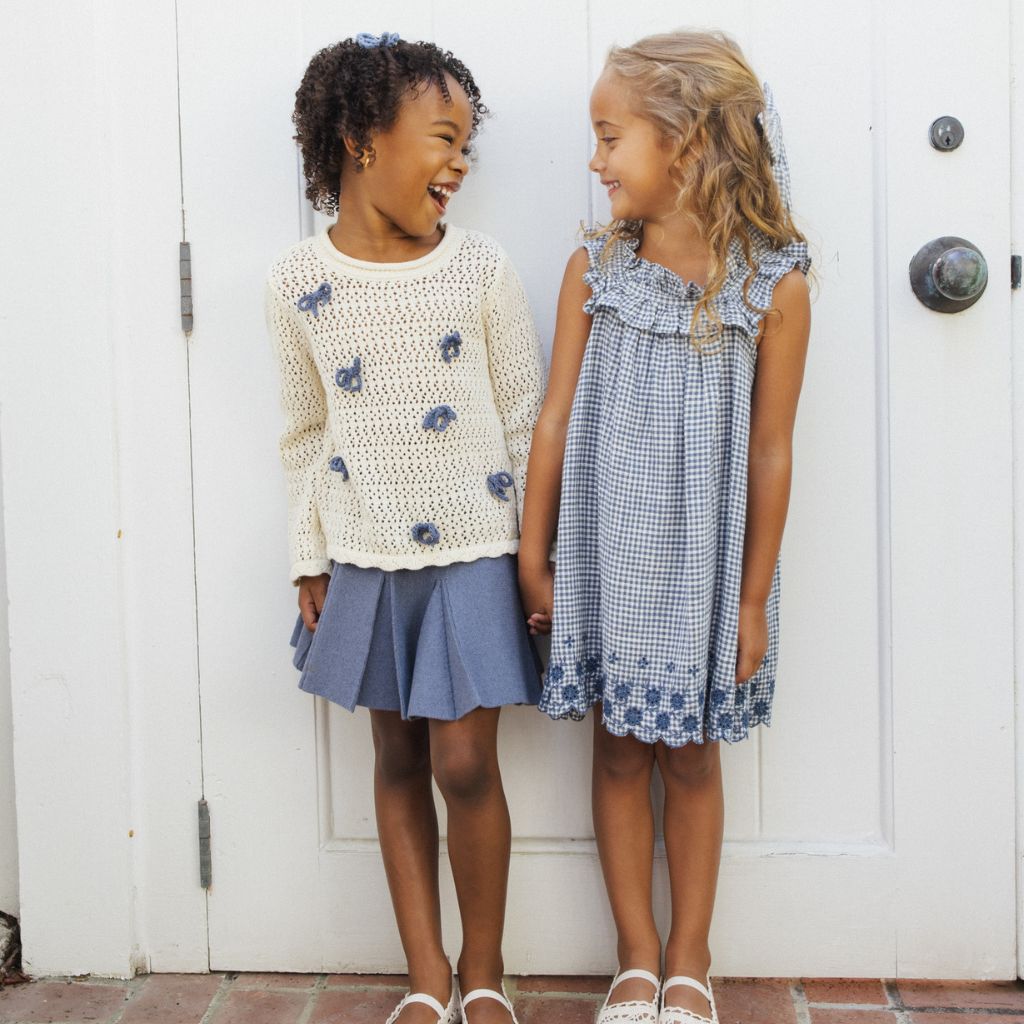 Rylee + Cru Crochet Knit Pullover Bows