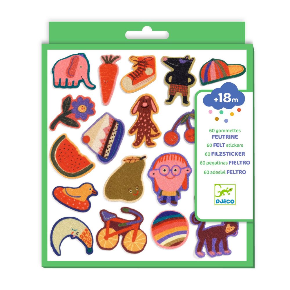 Djeco 60 Felt Stickers The Silly Ones!