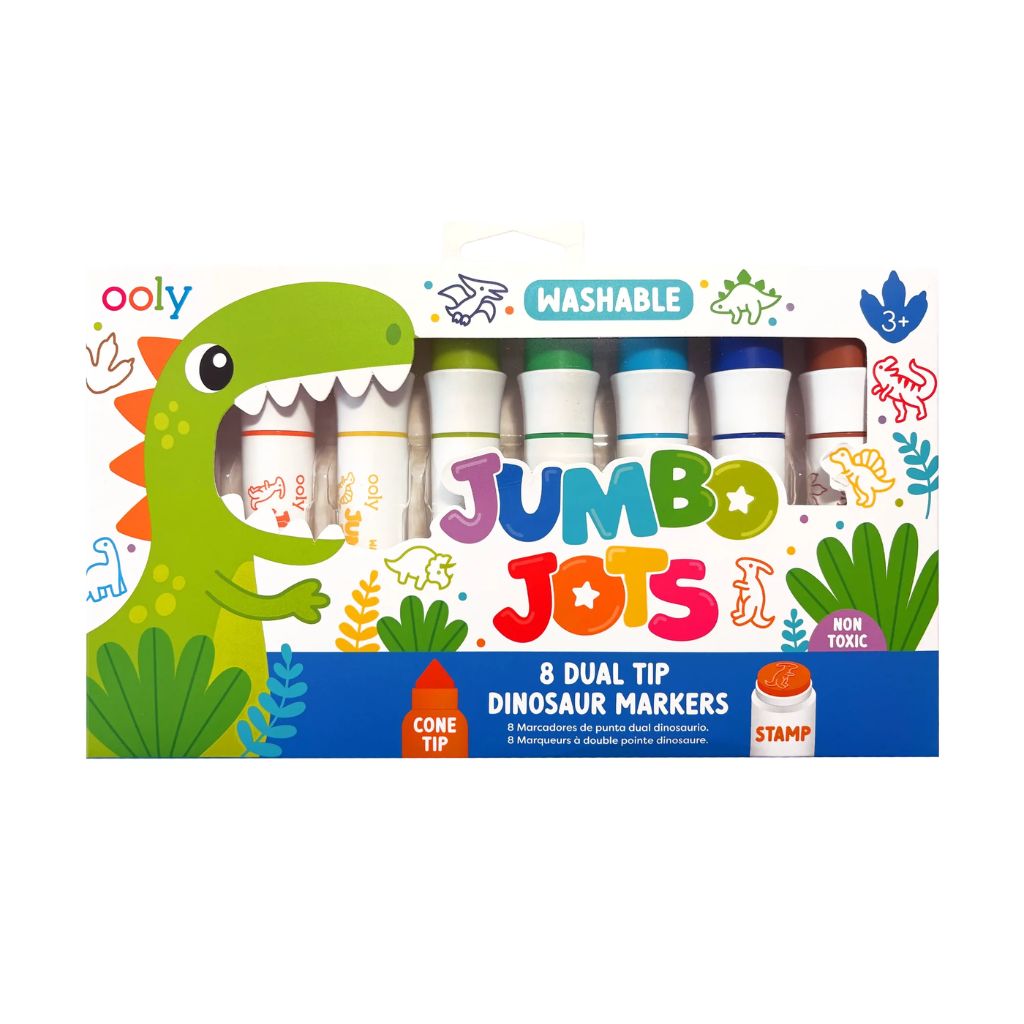 Jumbo Jots: Dual Tip Cone & Stamp Markers - Dinosaur