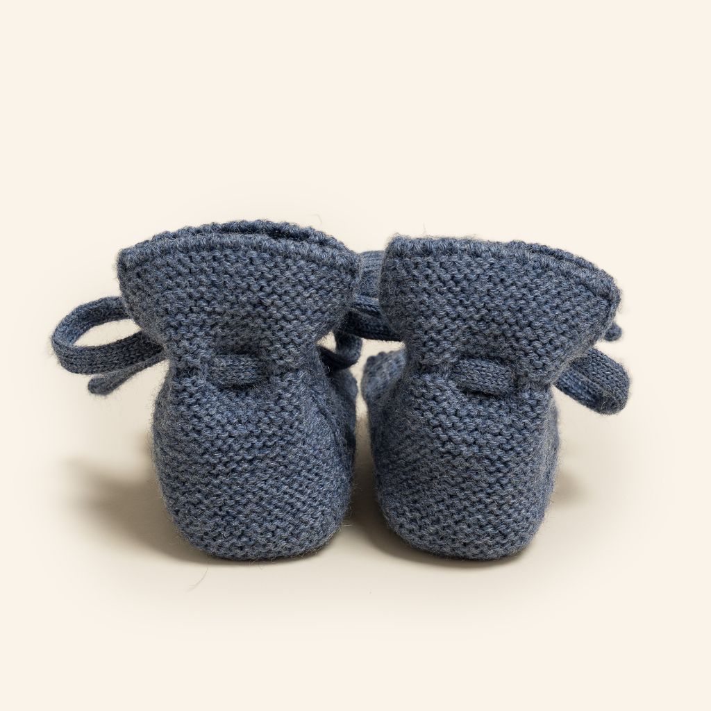 Hvid Merino Wool Booties Denim, 0-9m