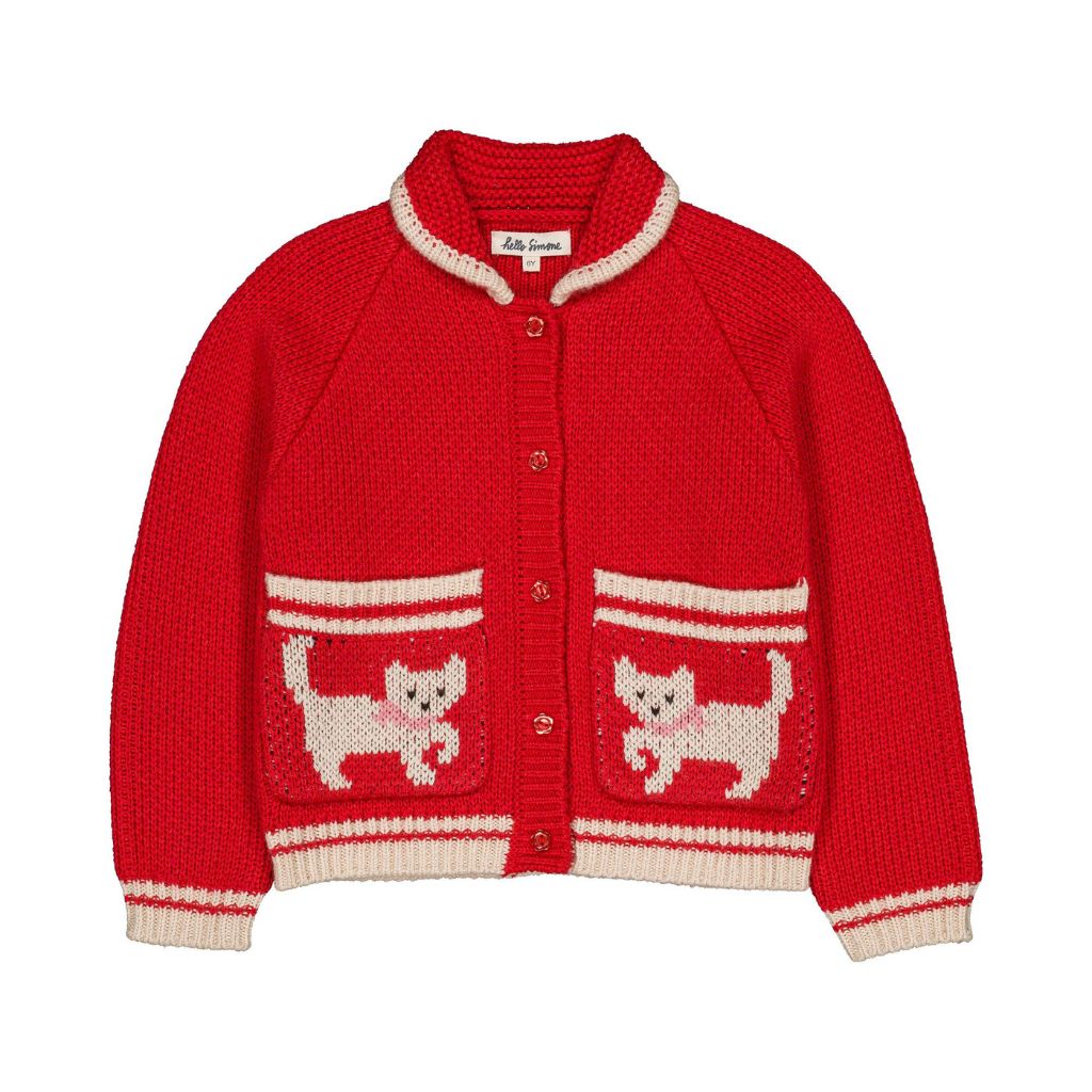 Hello Simone Grizzly Cardigan Kitty Cherry