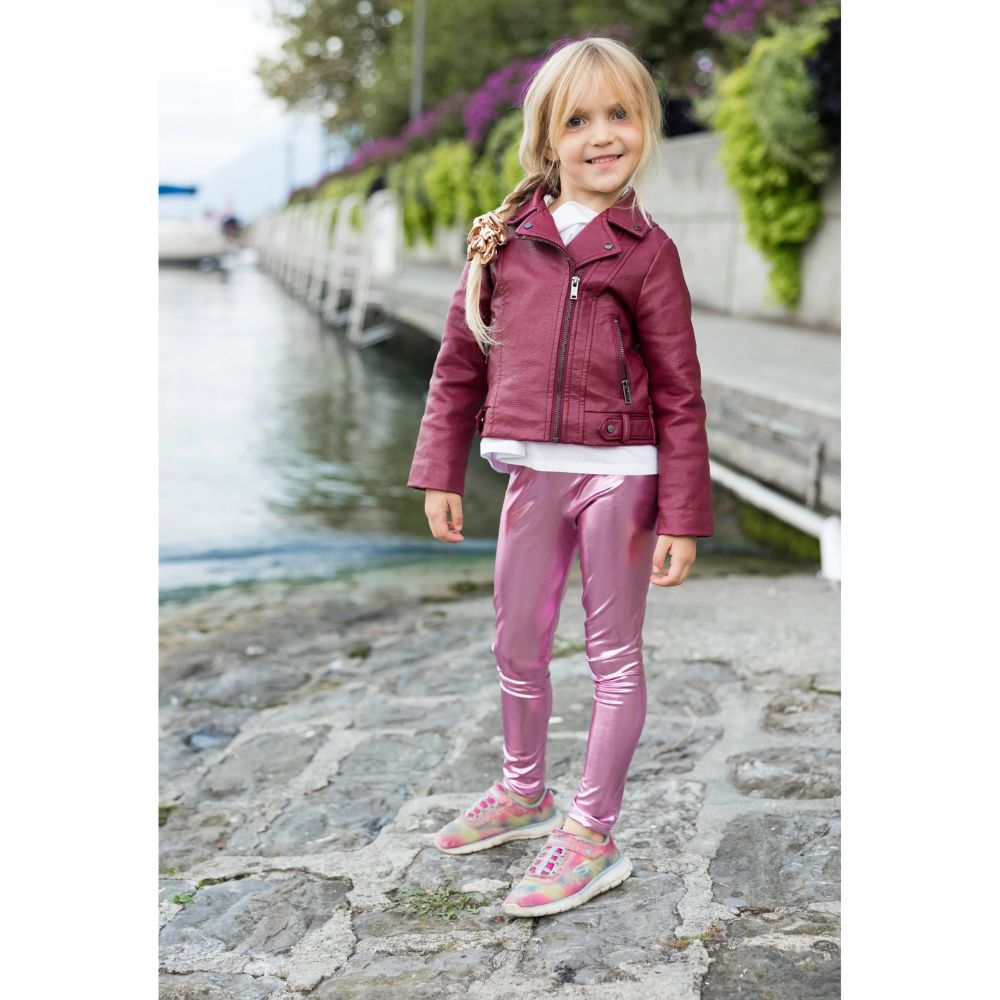 Love Life Leggings Pink Metallic Size 3-4