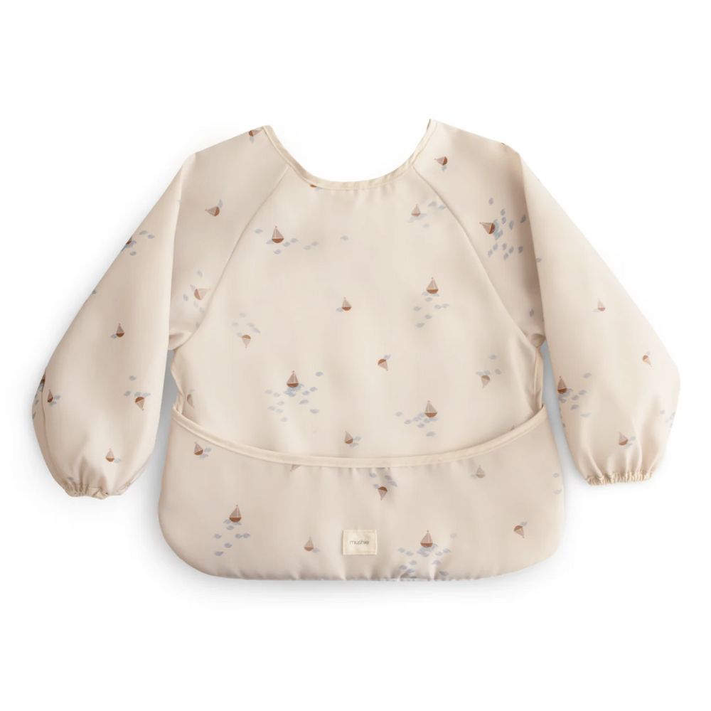 Mushie Long Sleeve Bib - Boats