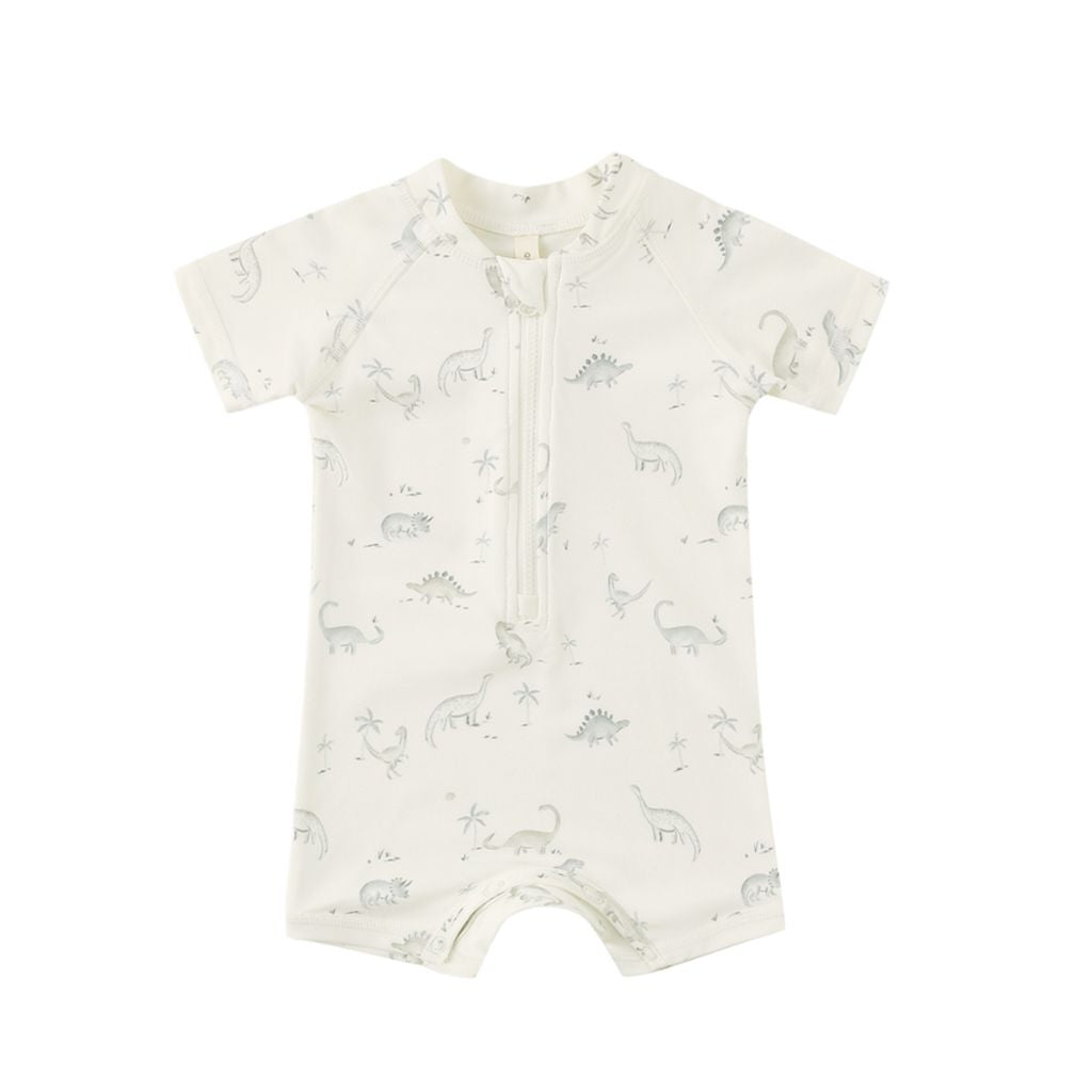 Quincy Mae Zip Rashguard One-Piece Dinosaur