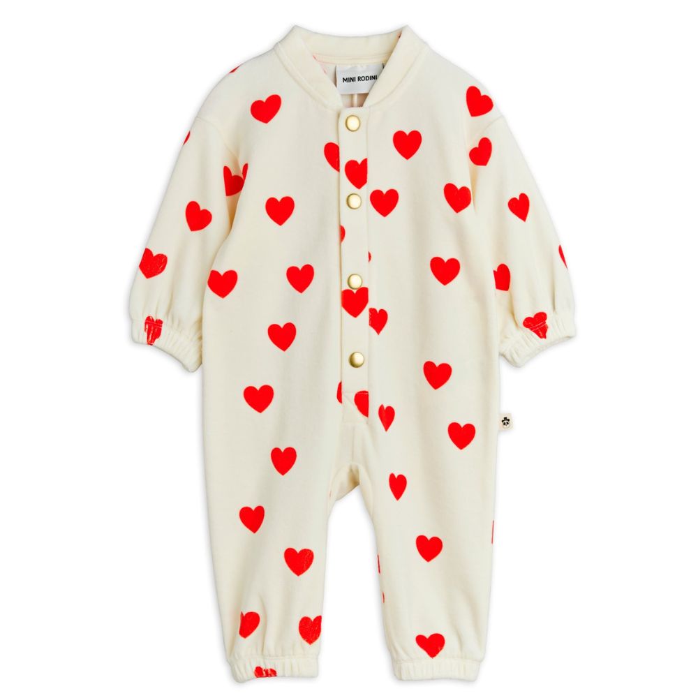 Mini Rodini Hearts aop Velour Jumpsuit