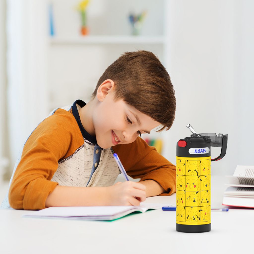Thermos 14oz Stainless Steel Vacuum Insulated Straw Bottle with Bail Handle - Pokemon