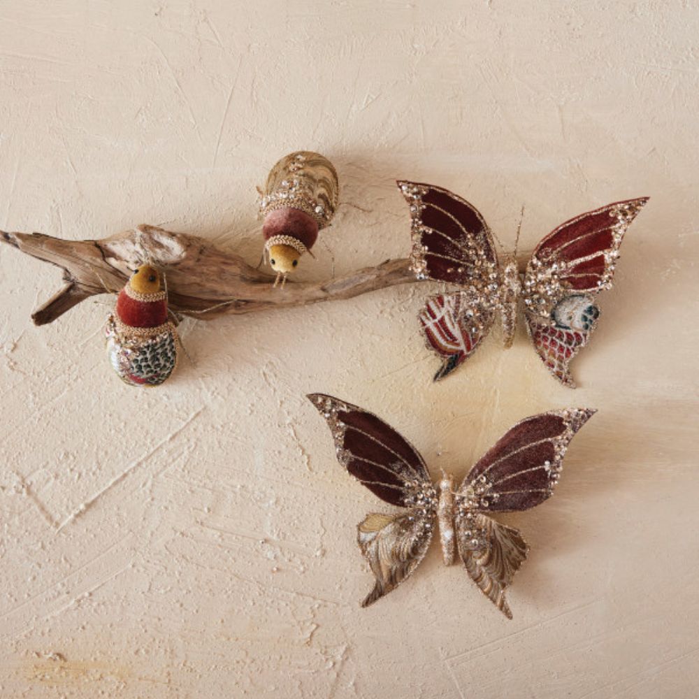 Fabric Jacquard & Velvet Butterfly, 8"W x 6-1/4"H