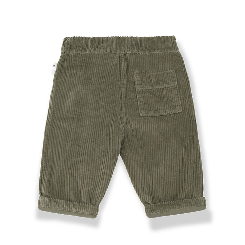 1 + in the Family QUEBEC khaki baby corduroy pants, fully lined, with turned-up cuffs