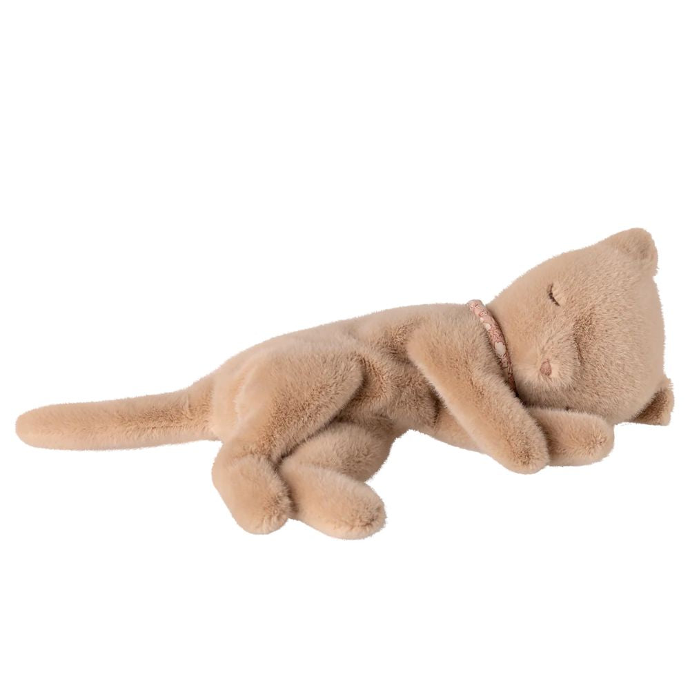 Maileg Sleeping Kitten Plush, Small- Cream Peach