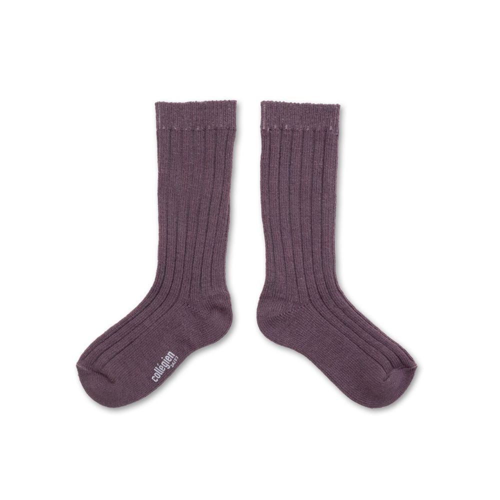 Collegien Wool and Cashmere Ribbed Crew Sock Glycine du Japon