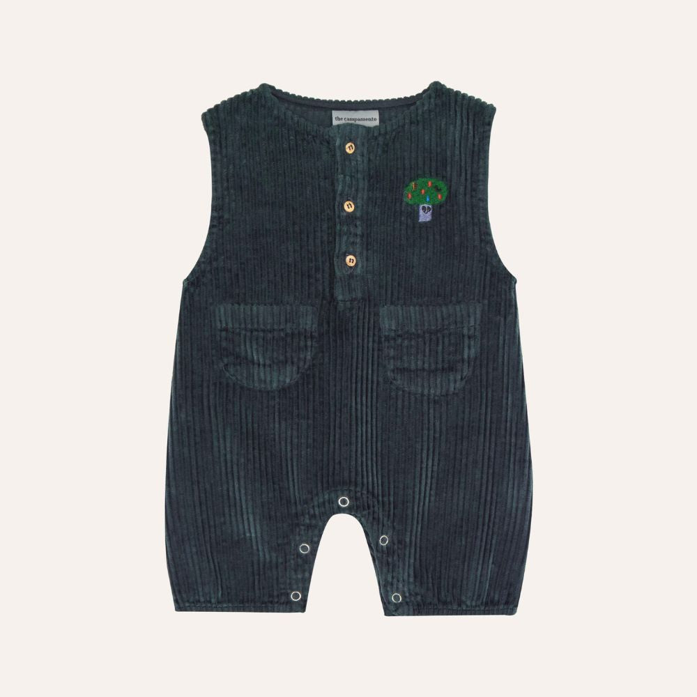 The Campamento Baby Grey Corduroy Romper