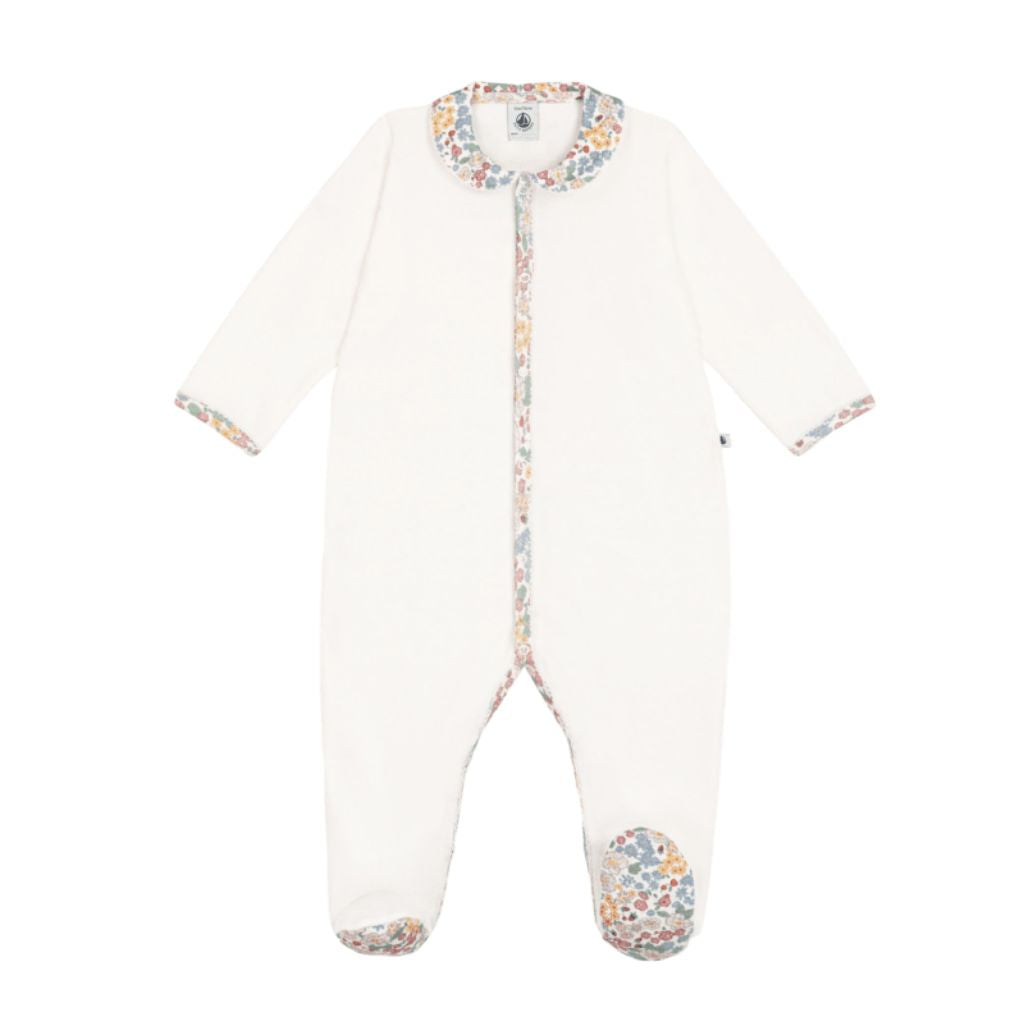 Petit Bateau Flower Collar Velour Sleeper