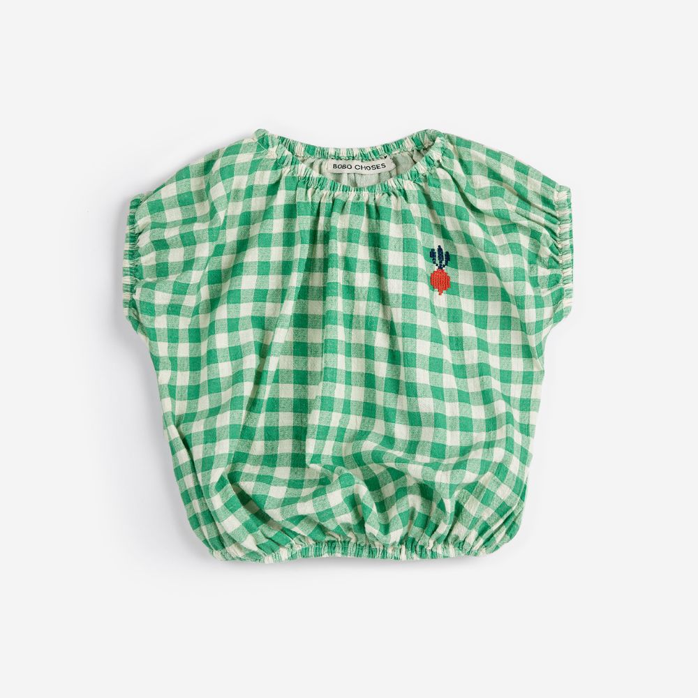 Bobo Choses Baby Pixel Sugar Beet vichy woven blouse