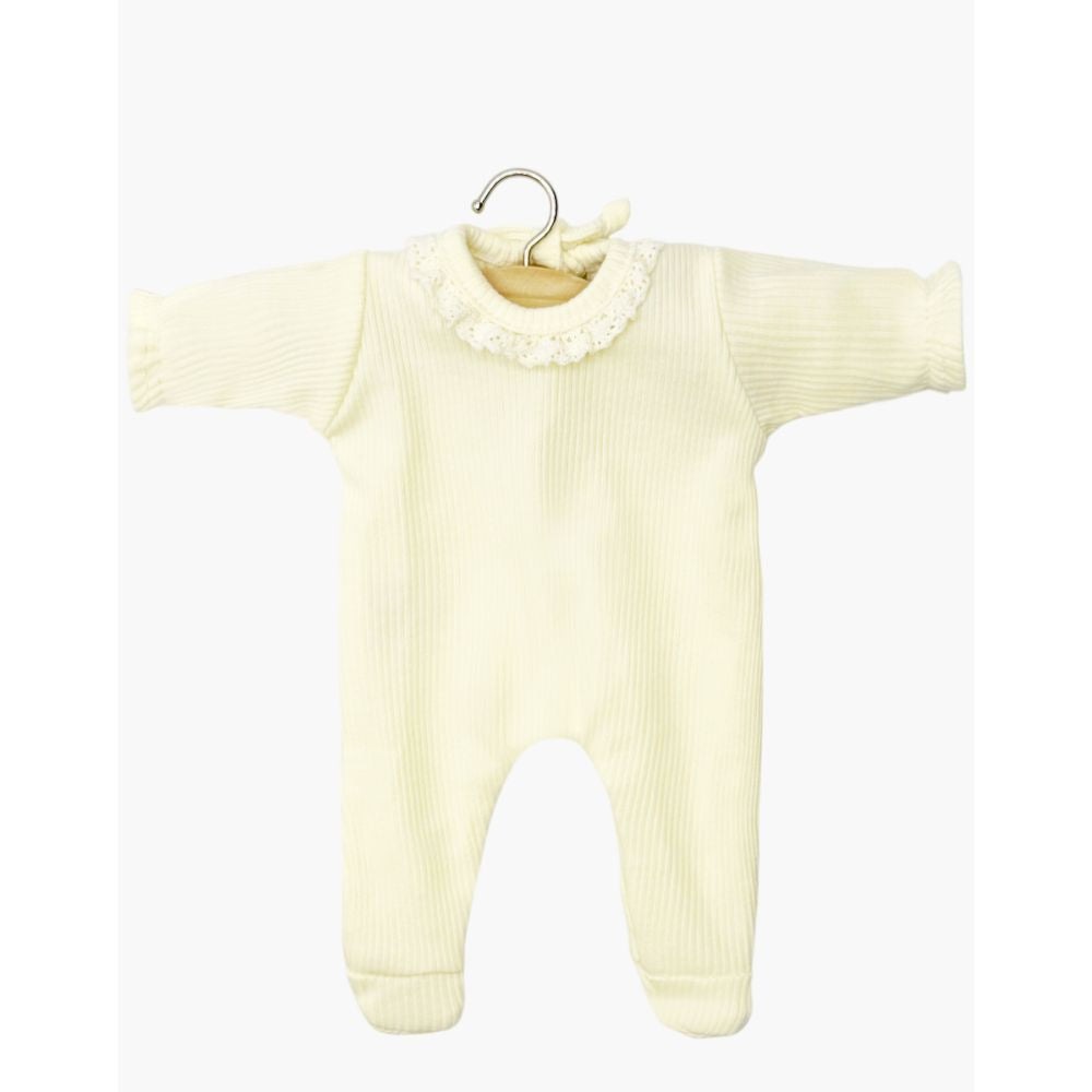 Minikane Babies Collection 28 cm - Camille Yellow Pastel Ribbed Knit Sleeper with Lace
