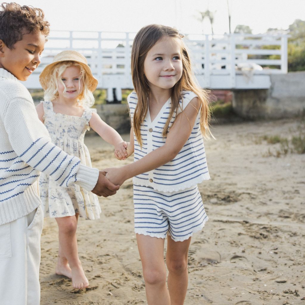 Rylee + Cru Knit Vest Set Marine Stripe