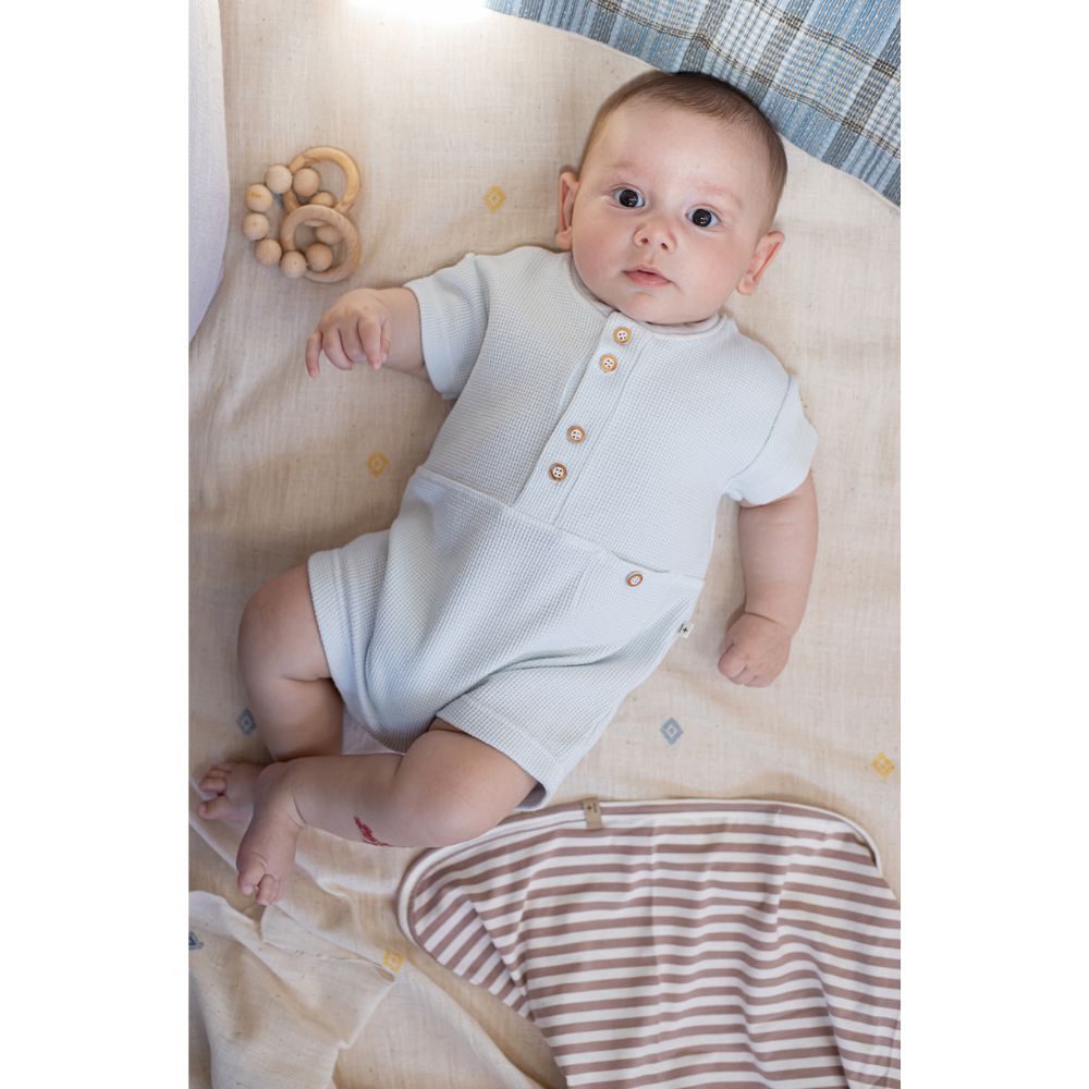 1 + in the Family Newborn VOLOS Waffle Jersey Romper