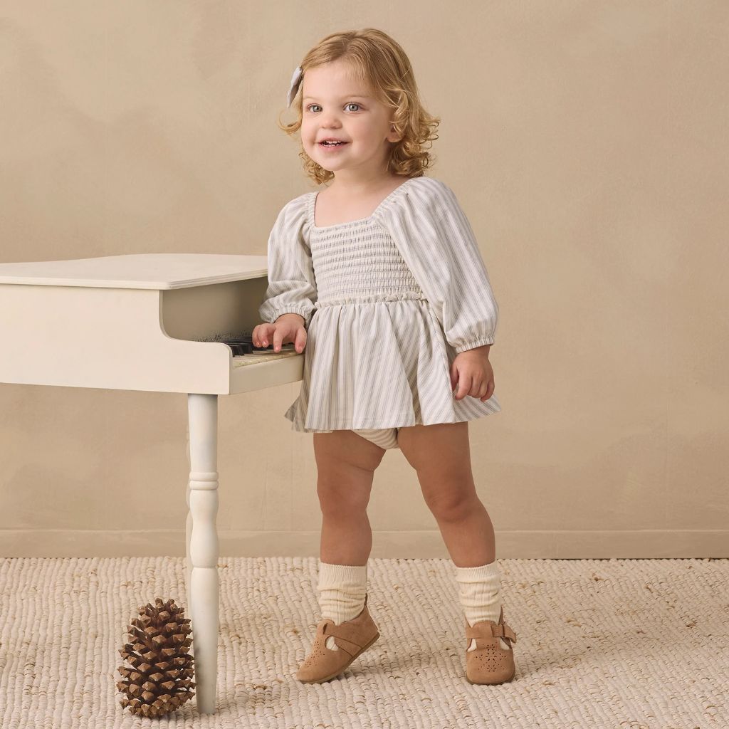 Quincy Mae Lainey Romper Cloud Stripe