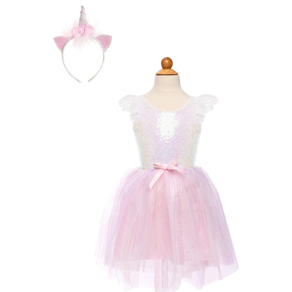 Dreamy Unicorn Dress & Headband, Iridescent/Pink , Size 3-4