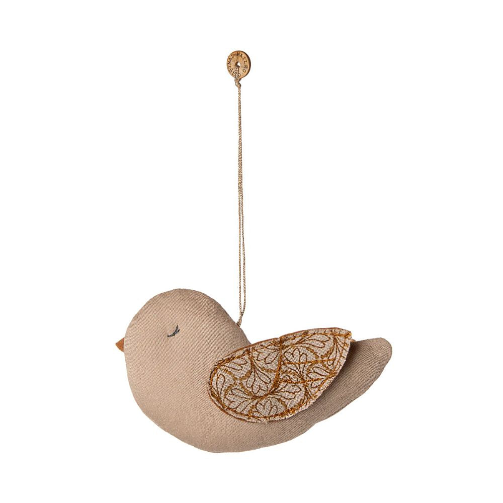 Maileg Fabric ornament, Bird - Winter heart - Sand