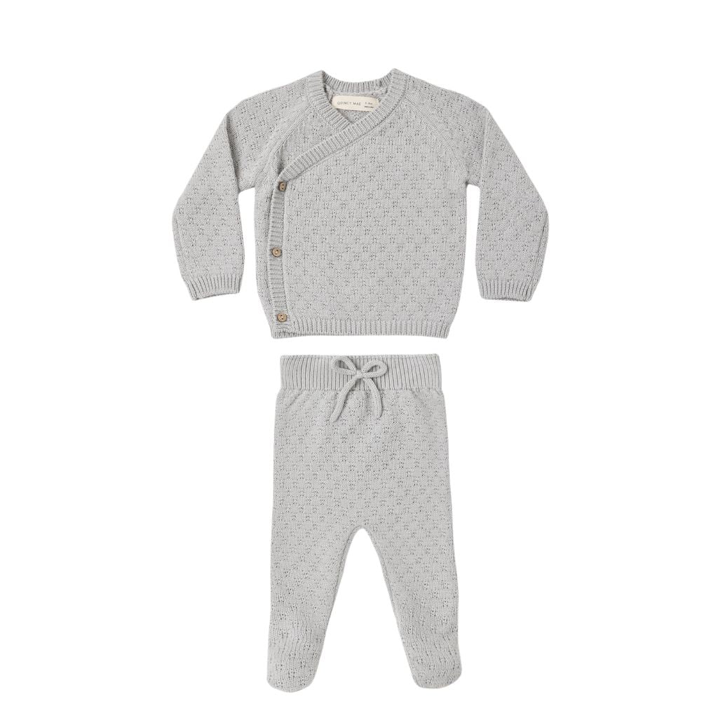 Quincy Mae Knit Wrap Top + Pant Set Cloud