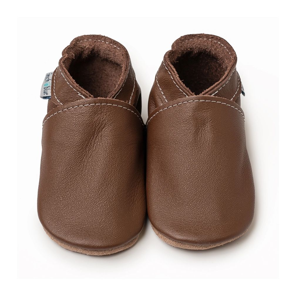 Inch Blue Leather Baby Shoes Chocolate