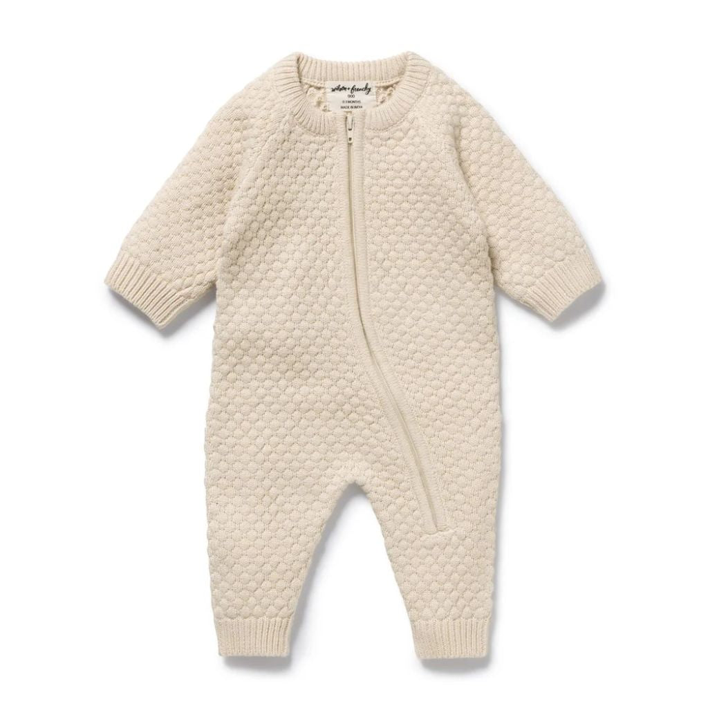 Wilson & Frenchy Cream Organic Knitted Bubble Growsuit
