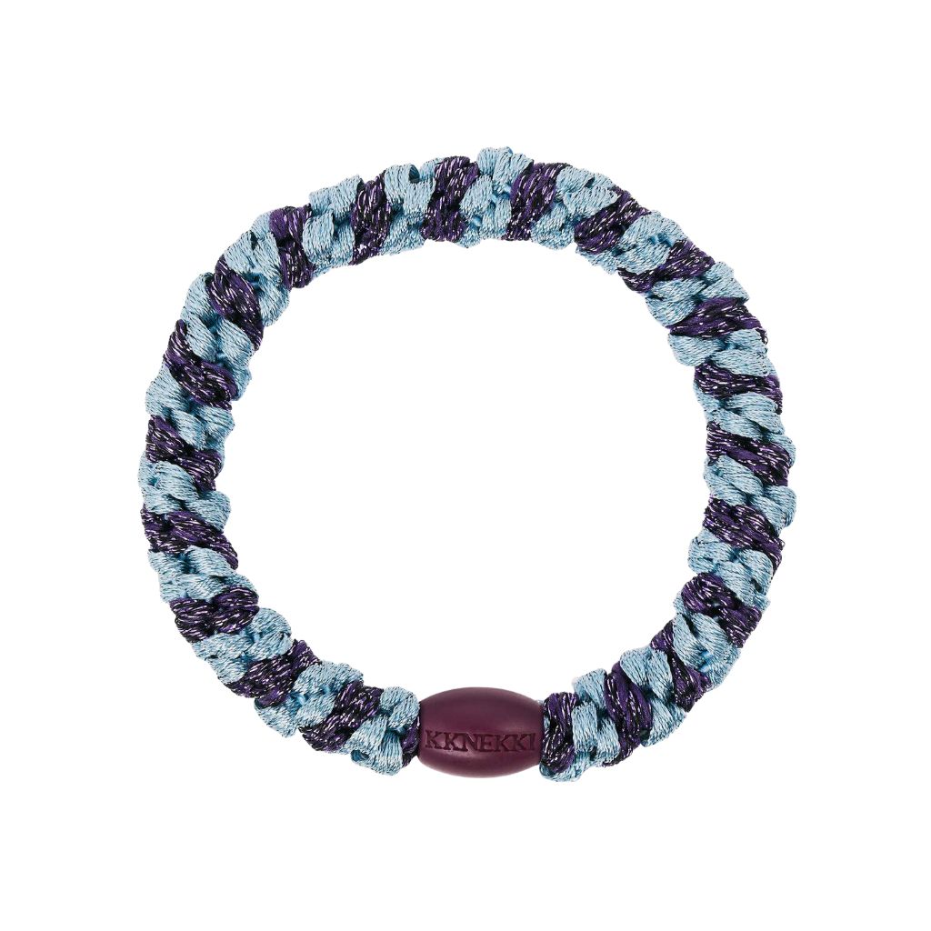 Kknekki Original Hair Tie Seablue Dark Purple Glitter Stripe