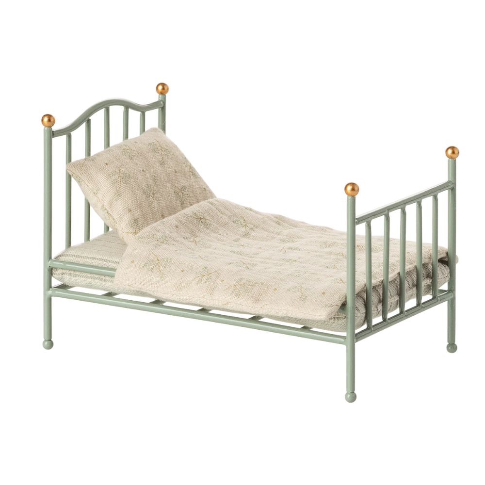 Maileg Vintage single bed, Mouse - Mint