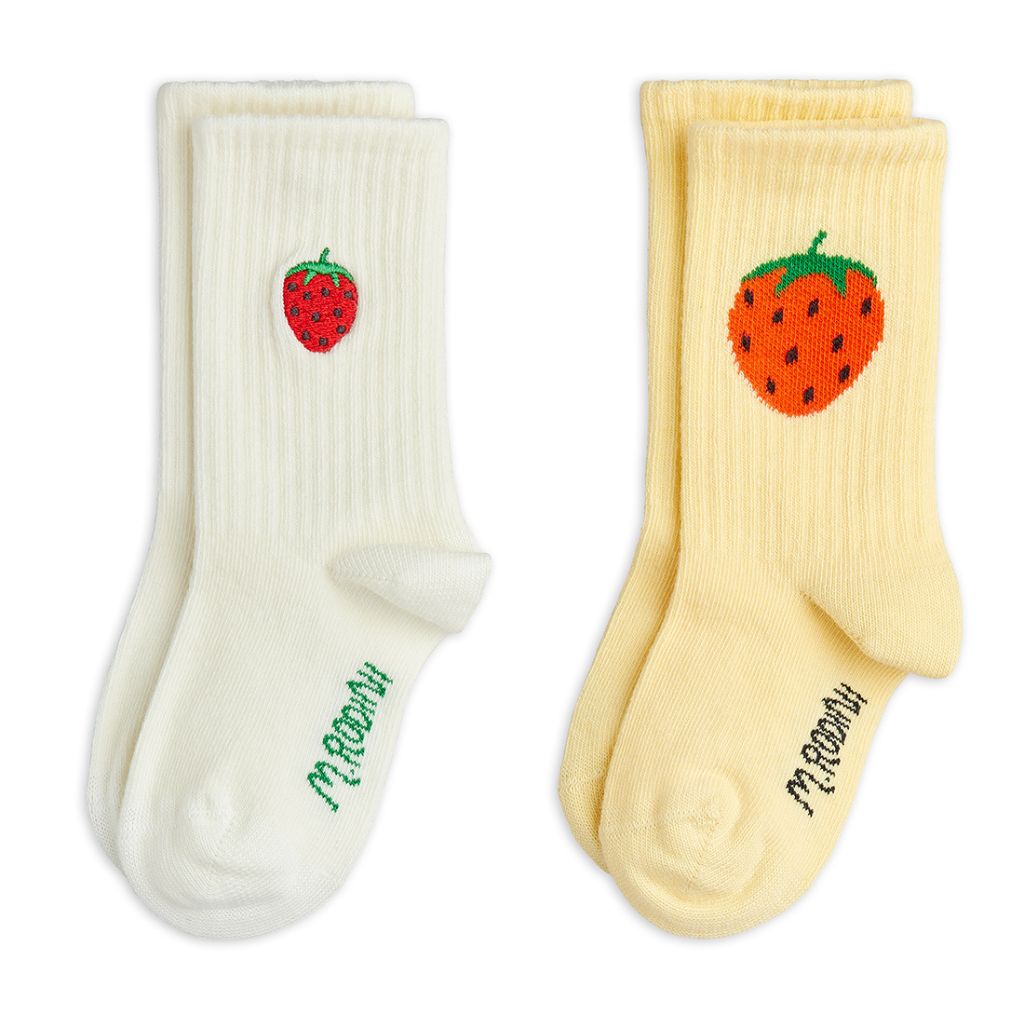Mini Rodini Strawberry Emb 2-Pack Socks