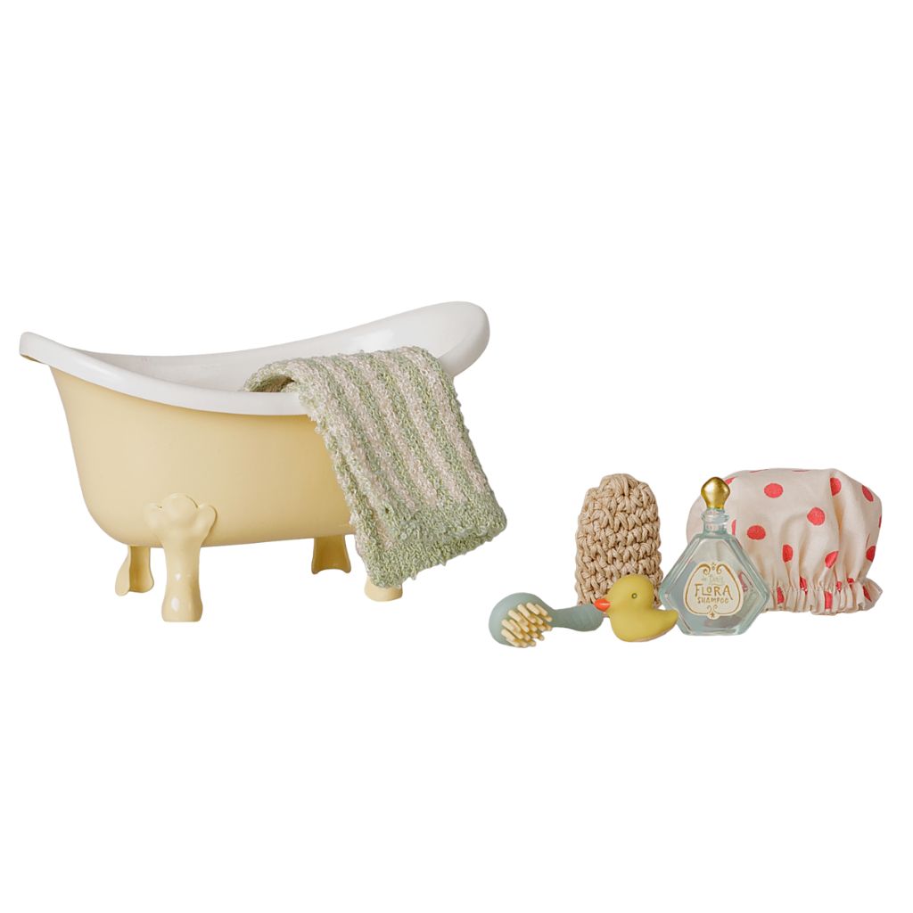 Maileg Bathtub set, Mouse - Yellow
