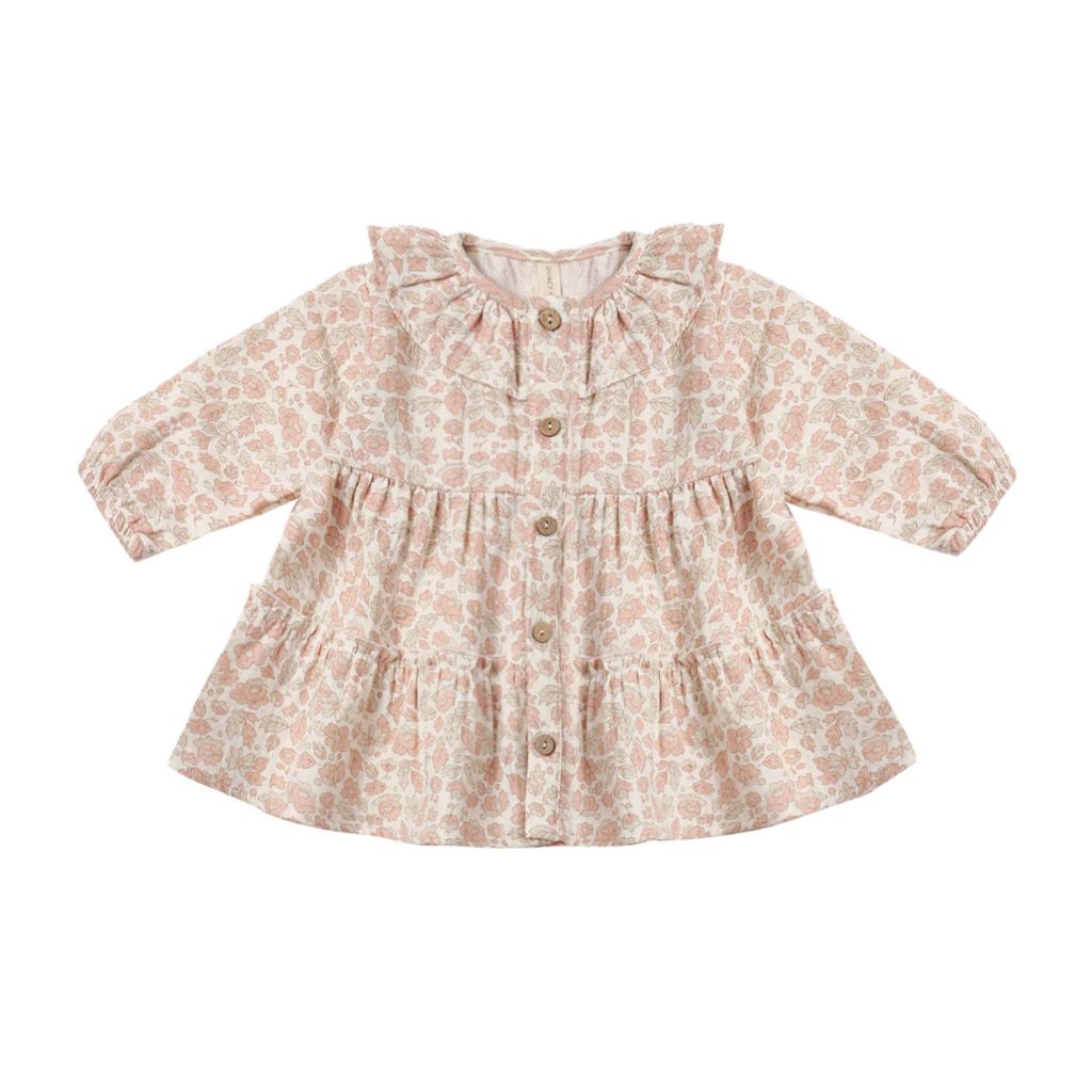 Quincy Mae Ruffle Collar Button Dress Pink Blossom