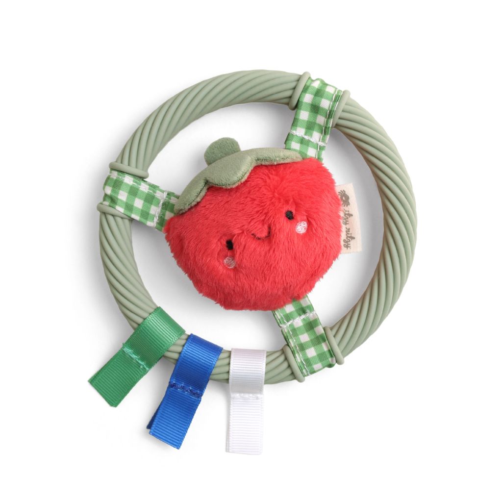 Itzy Ring Pal - Teething Ring with Plush Character Red Tomato