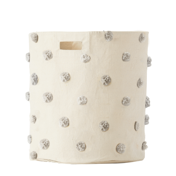 Pehr Pom Pom Hamper - Grey 18 In. D X 20 In. H