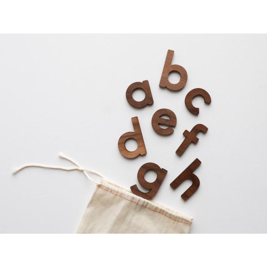 Wooden Alphabet Set in Walnut Lowercase