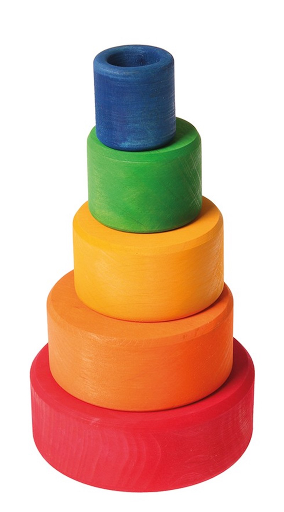 Grimm's Small Stacking Bowls, Multi Coloured 5 Pcs Outside Red