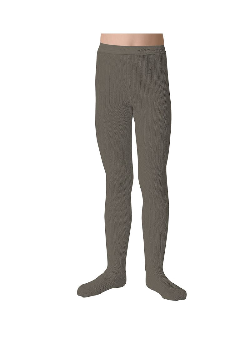 Collegien Louise Plain Ribbed Tights Brun de Terre
