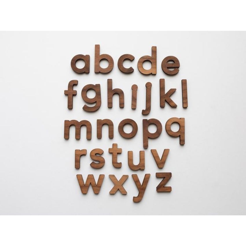 Wooden Alphabet Set in Walnut Lowercase