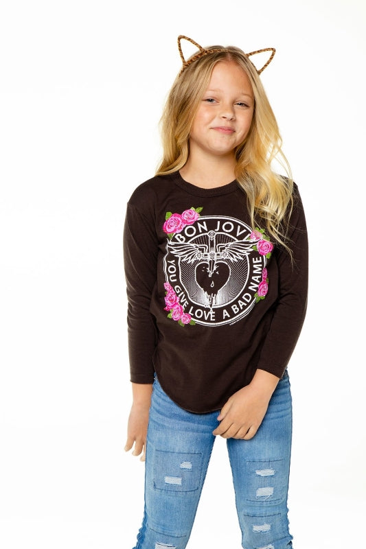 Chaser Girls Vintage Jersey LS Shirttail Tee